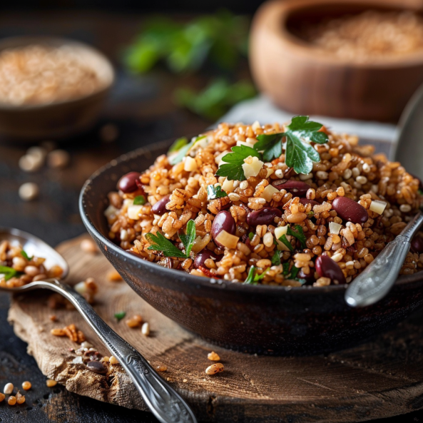 ble-bulgur wheat and red beans bowl